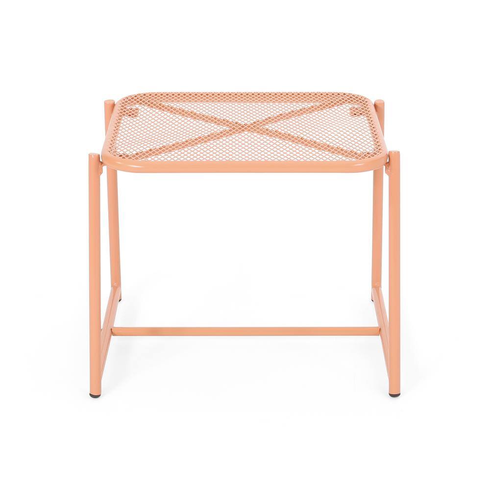 Elba Orange 19.5 in. Metal Outdoor Side Table Accent Table Patio Coffee Tab