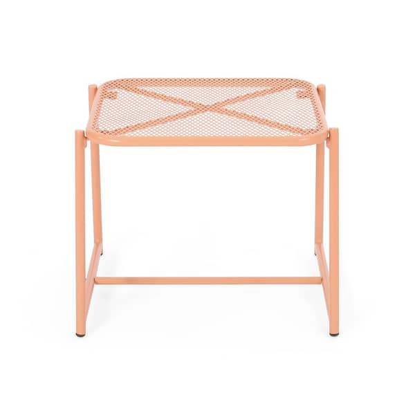 Unbranded Elba Orange 19.5 in. Metal Outdoor Side Table Accent Table Patio Coffee Table for Garden Backyard Balcony