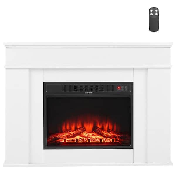 13.58in. Freestanding Fireplaces, 1500W 5120BTU Fake Electric Fireplace Stove Heater with Mantel, Overheating Protection
