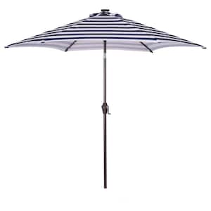 8.5 ft. Steel Market Patio Umbrella in Blue White