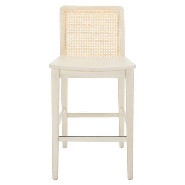 SAFAVIEH Benicio 25 in. Dark Brown/Natural Wood Counter Stool (Set of 2)