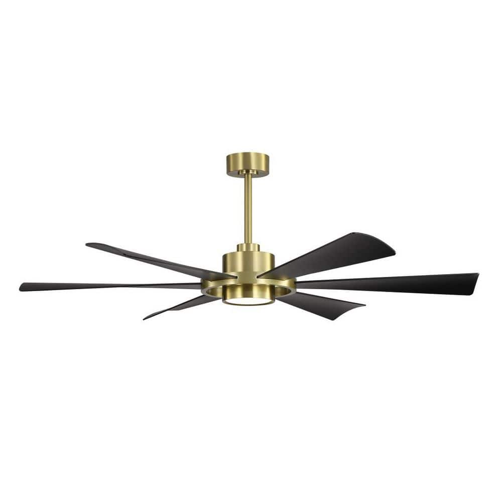 60 in. (5 ft.) 6-Plywood Blades Black and Gold Indoor LED Ceiling Fan with Remote Down-rod Mount price history on PriceWatchPro