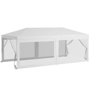 10 ft. x 20 ft. White Outdoor Wedding Canopy, Party Tent Shade Shelter with 6 Removable Sidewalls for Events, BBQs