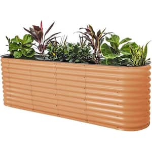 32 in. Extra Tall Raised Garden Bed Kits 9-In-1 Modular Planter Box for Vegetable Flowers Fruits Oval Metal, Terra Cotta