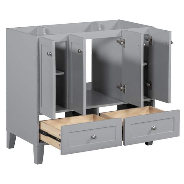 COWLOWN 35.51 in. W x 17 in. D x 32.99 in. H Bathroom Gray Linen Cabinet
