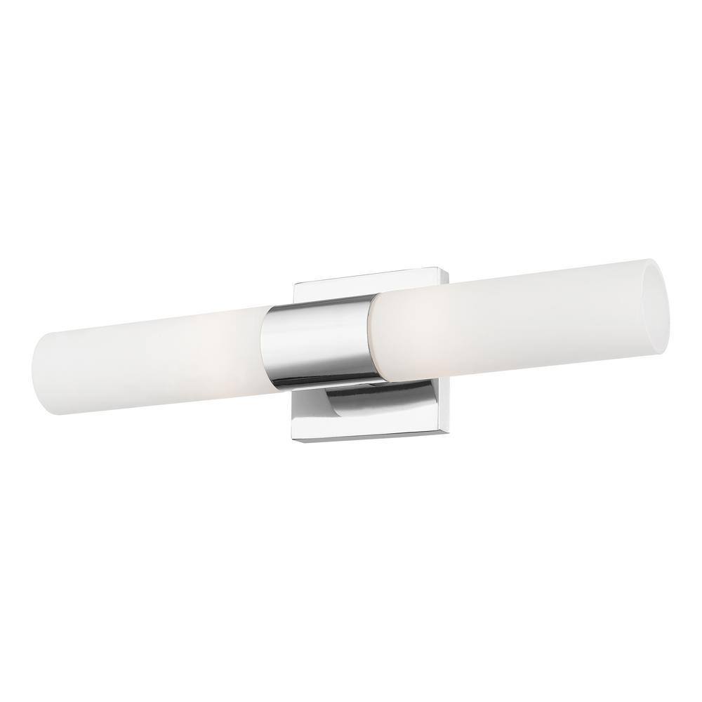 Aero Polished Chrome 2-Light Vanity with Etched Opal Glass