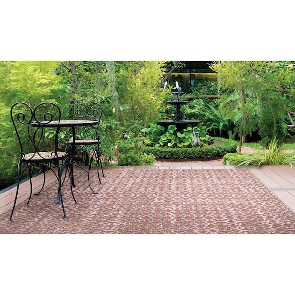 Mohawk Home Sorrento Rust 8 ft. x 10 ft. Geometric Indoor/Outdoor Area Rug  790820 - The Home Depot