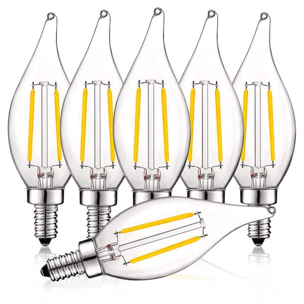 LUXRITE 40-Watt Equivalent CA11 Dimmable LED Light Bulbs UL Listed 3000K Soft White (6-Pack)