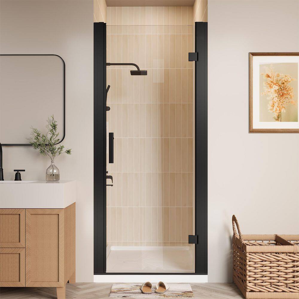 30 in. to 32 in. W x 72 in. H Pivot Hinged Swing Frameless Shower Door in Black with Clear Glass price history on PriceWatchPro
