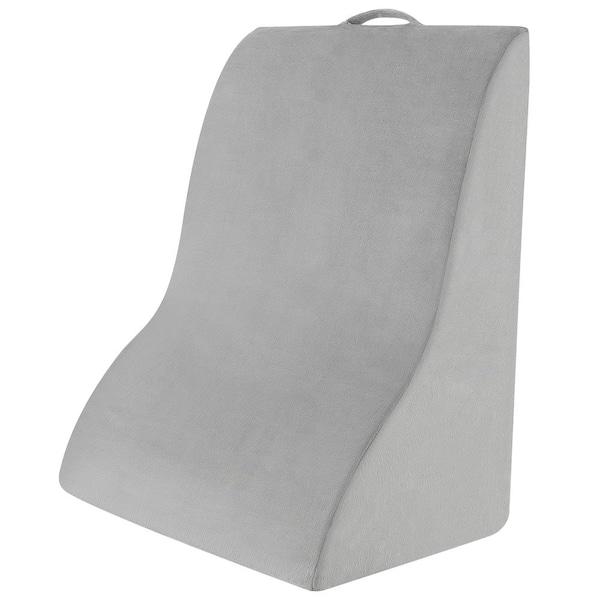 Gymax Bed Wedge Pillow Back Body Support Triangle Reading Pillow Detachable Cover Grey