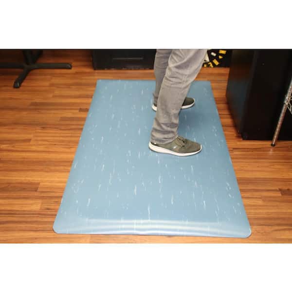 Marbleized Tile Top Anti-fatigue Mat 2 ft. x 5 ft. x 1/2 in. Blue Commercial Mat