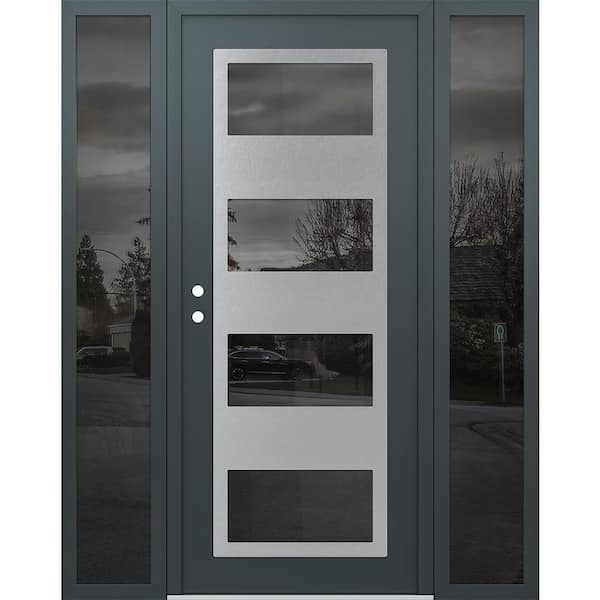 Tessari Doors C1 50 in. x 80 in. Silver P Right-Hand/Inswing Mirrored ...