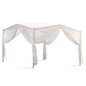 11.5 ft. x 11.5 ft. White Patio Gazebo with Top Canopy and Sun Screen Mesh Curtain for Patio, Garden, Poolside, Backyard