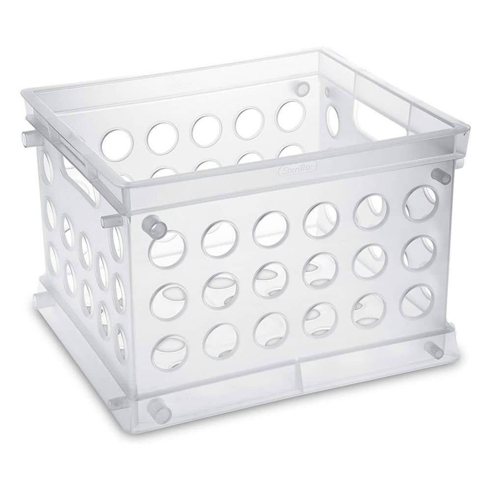Clear Stackable Mini Plastic Storage Crate with Handles