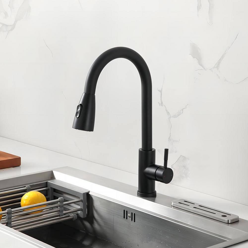 Satico Amuring Single Handle Pull Out Sprayer Kitchen Faucet in ...