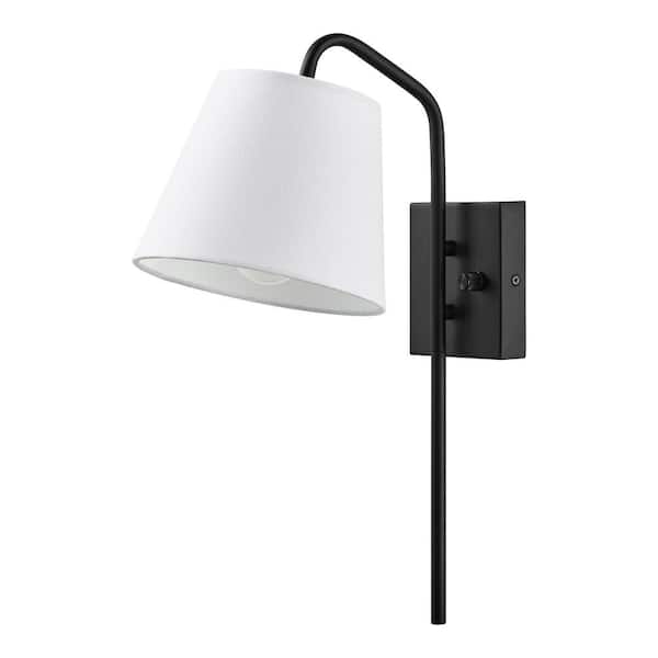 Home Decorators Collection Pelton 7.5 in. 1-Light Matte Black Wall Sconce