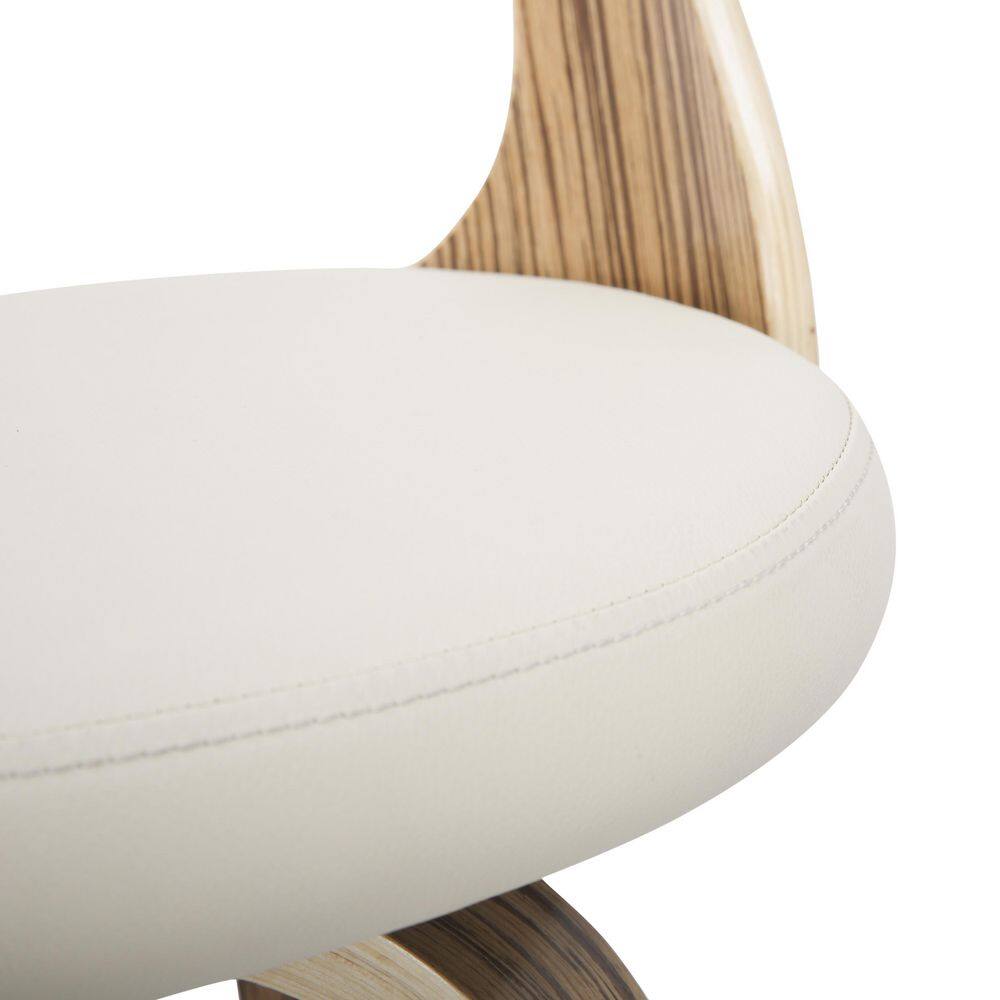 Cecina 30'' Zebra Wood and Cream Faux Leather Swivel Barstool Set