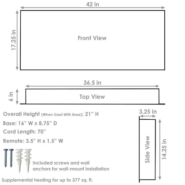 Sunnydaze Sunnydaze 42 in. Wall-Mount or Freestanding Electric