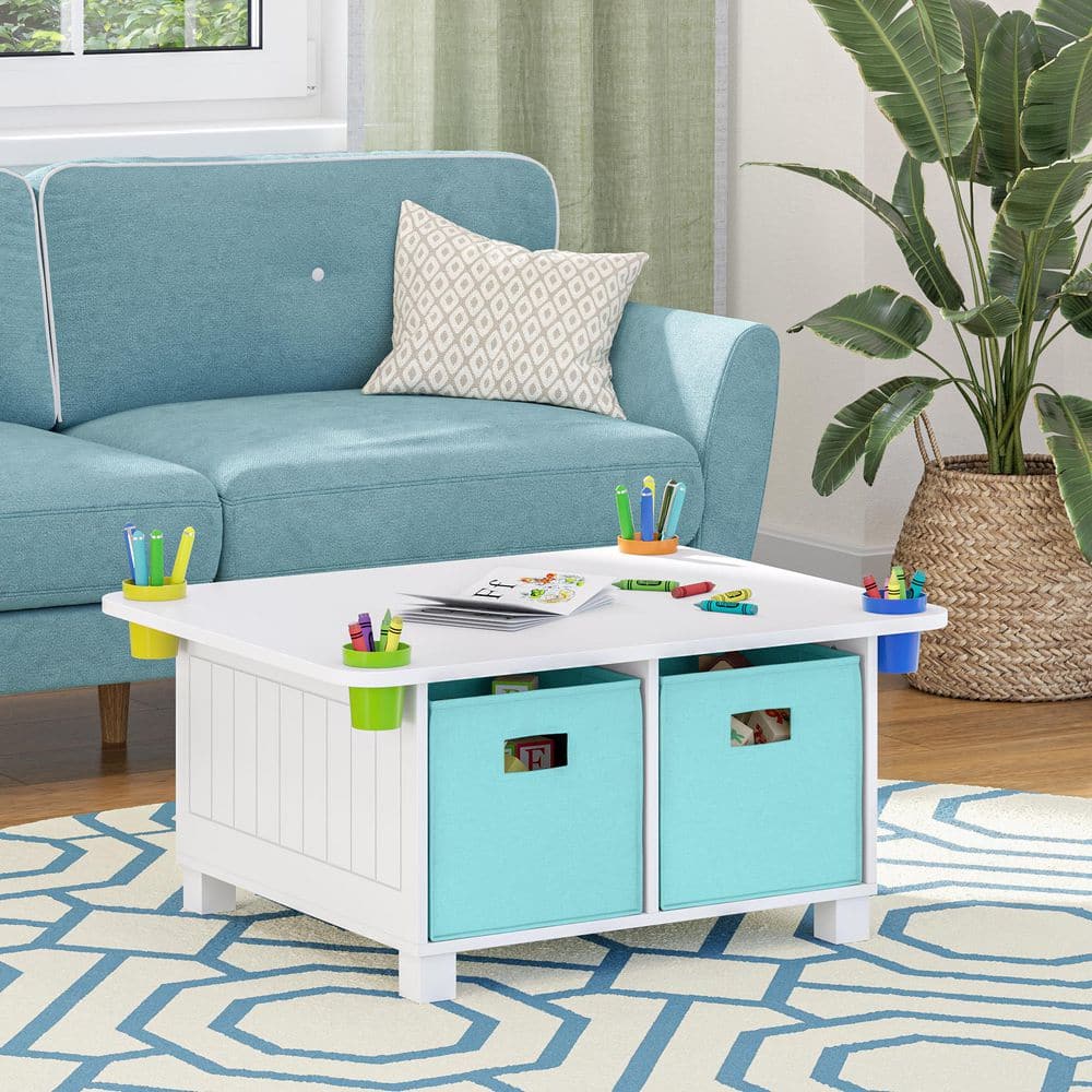 RiverRidge Home Kids Desk and Art Activity Table with 4-Storage Cubbies ...