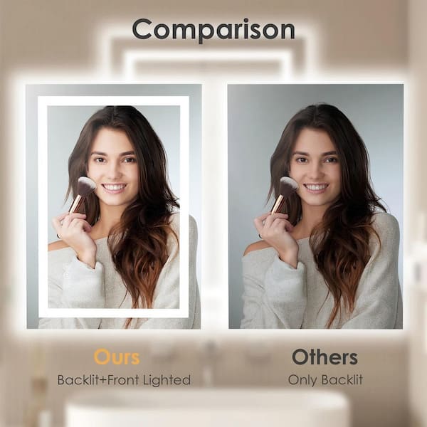 110 in. W x 48 in. H Rectangular Frameless Front & Back Lighted Anti-Fog Wall Bathroom Vanity Mirror, Tempered Glass,ETL