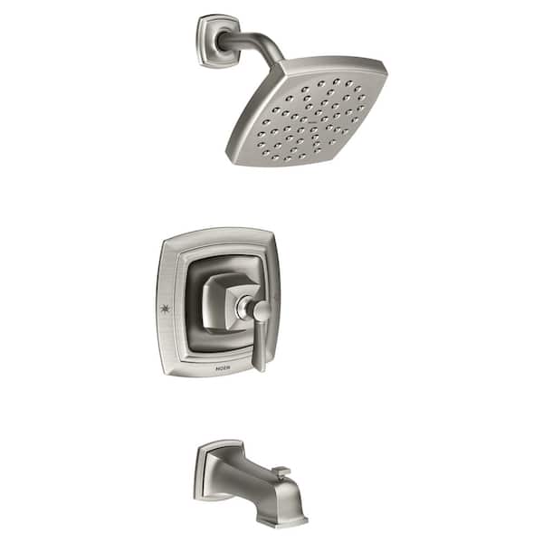 MOEN Conway Single Handle 1-Spray Tub and Shower Faucet 1.75 GPM with Valve in. Spot Resist Brushed Nickel (Valve Included)