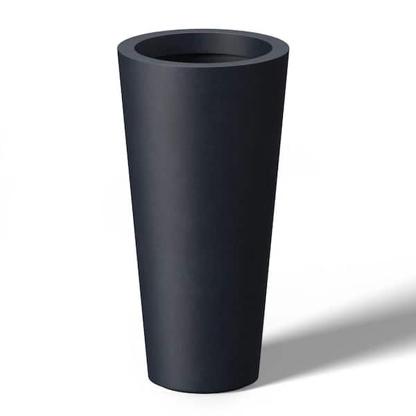 8 in. Medium Granite Gray (Enhanced Interior) Concrete Round Planter / Pot with Drainage Holes