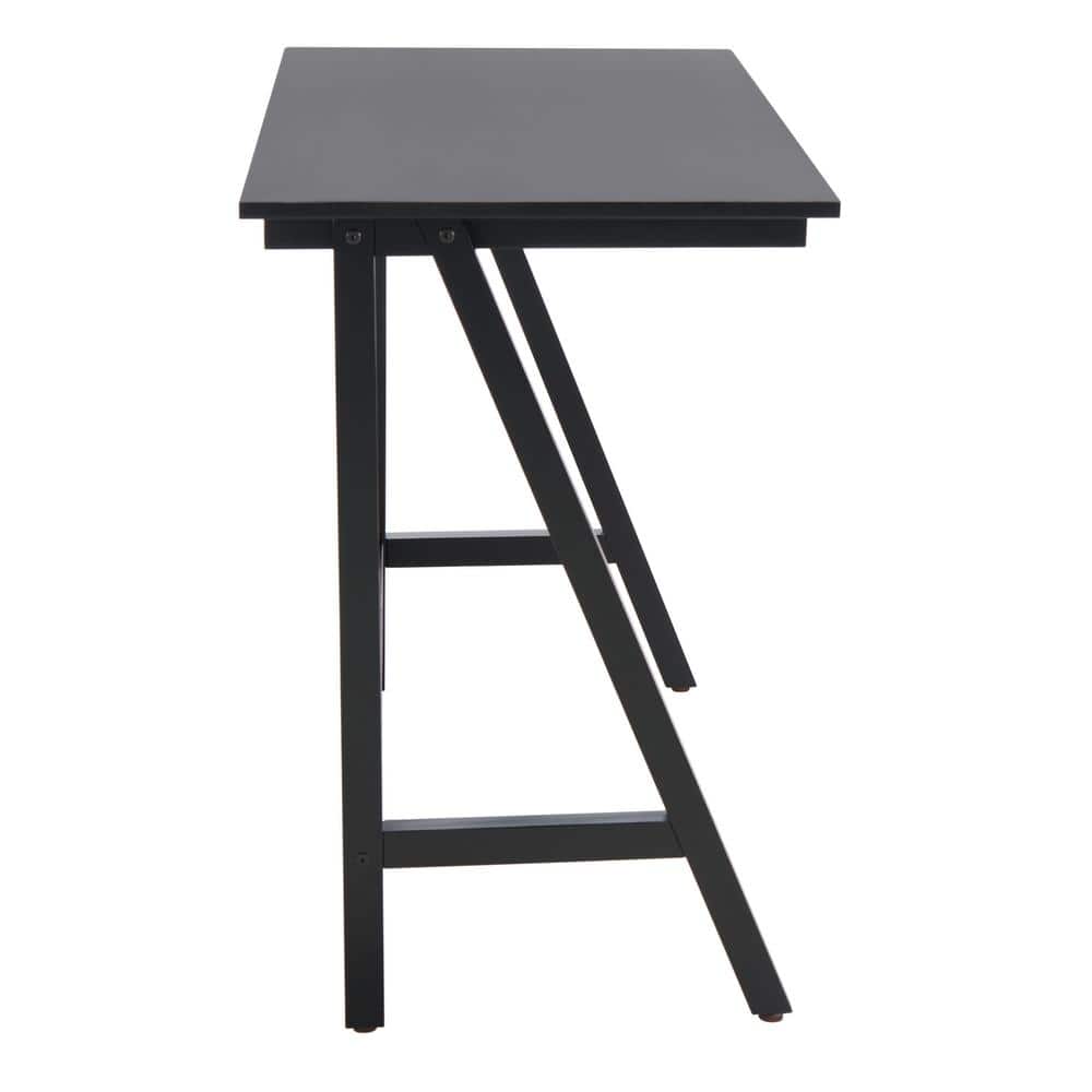 Asymmetrical Black Mahogany Writing Desk with Drawer