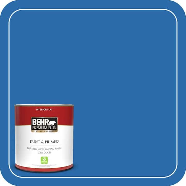 BEHR PREMIUM PLUS 1 qt. #MQ4-24 Electric Blue Flat Low Odor Interior Paint & Primer