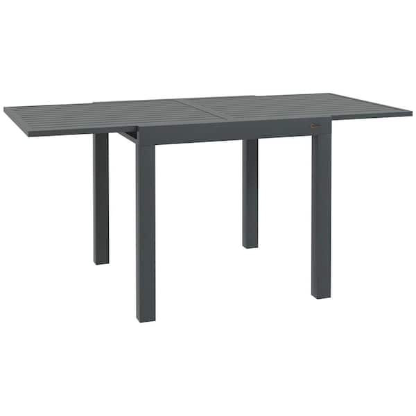 Outsunny Aluminum Gray Outdoor Dining Table for 4-6 with Extension