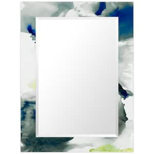 30 in. x 40 in. x 0.4 in. Ephemeral Modern Rectangular Framed Beveled Mirror on Free Floating Printed Tempered Art Glass