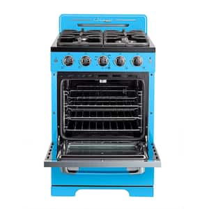 Classic Retro 24 in. 2.9 cu. ft. Retro Gas Range with Convection Oven in Robin Egg Blue