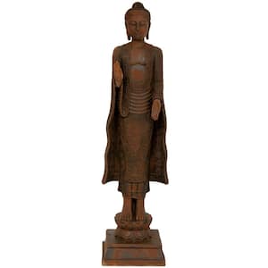 21 in. Standing Semui-in Rust Patina Buddha Decorative Statue