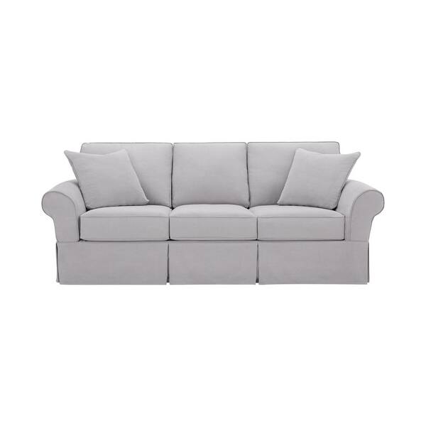 Home Decorators Collection Hillbrook 87.5 in. Essence Sky Polyester 3-Seater Slipcovered Sofa with Removable Cushions