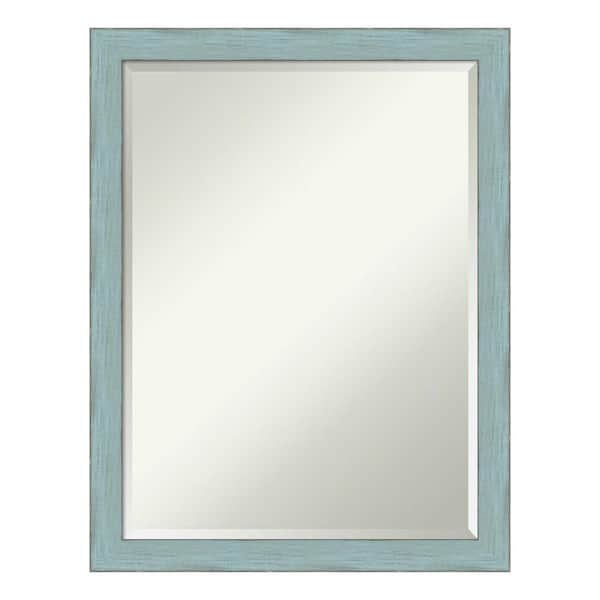 Amanti Art Medium Rectangle Rustic Blue Beveled Glass Casual Mirror (26.5 in. H x 20.5 in. W)