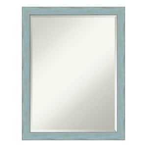 Sky Blue Rustic 20.25 in. x 26.25 in. Beveled Rectangle Wood Framed Bathroom Wall Mirror in Blue