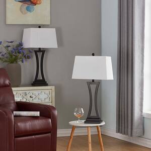 Cincinati 24 '' Black Table Lamp Set With White Shade (2-Pack）