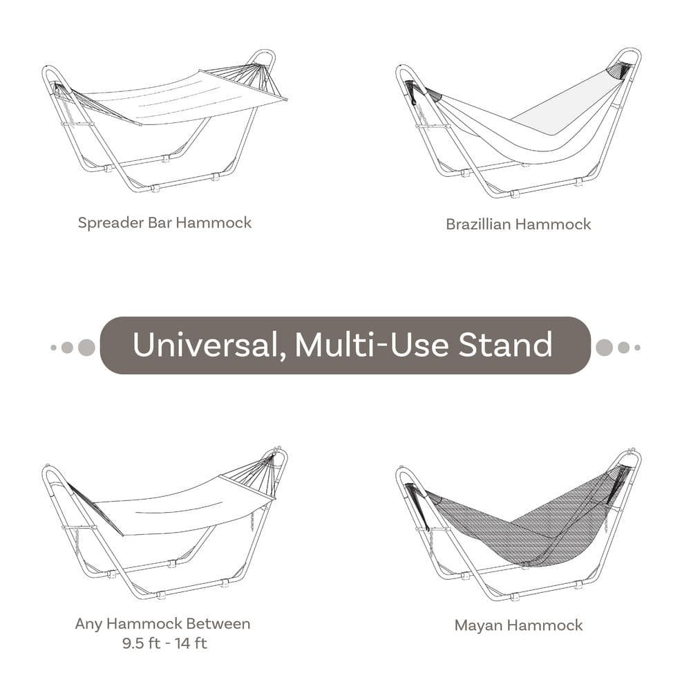 Black Powder-Coated Steel Universal Hammock Stand for 9 to 14 Feet