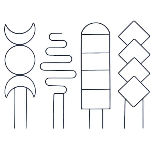 16 in. H Black Metal Garden Plant Trellis, Houseplant Support with 4-Patterns for Vine, Ivy, Flower, Plants