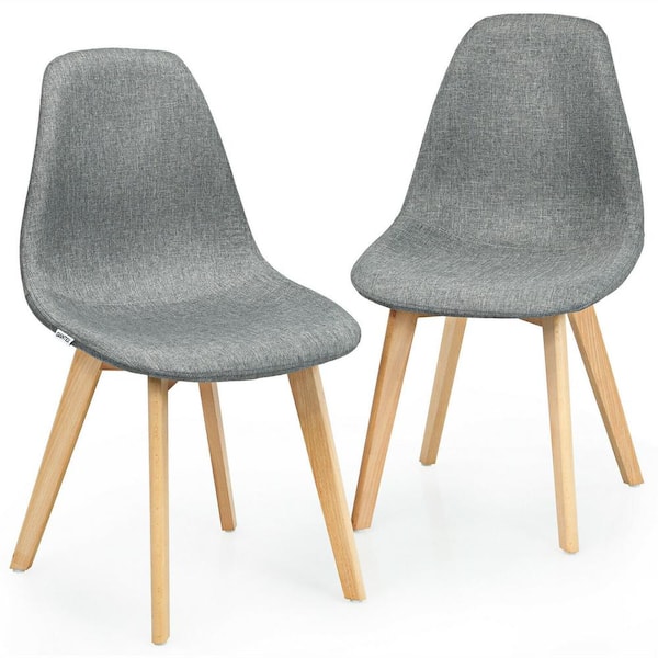 FORCLOVER Gray Non-woven Fabric Dining Chairs Set of 2