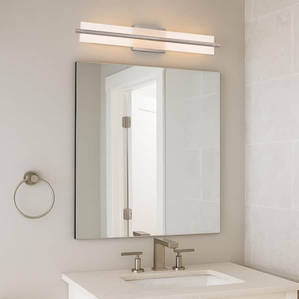 Razor 28 in. 1-Light Selectable 3CCT Black LED Bathroom Vanity and Wall Light Bar with Clear Glass Shade