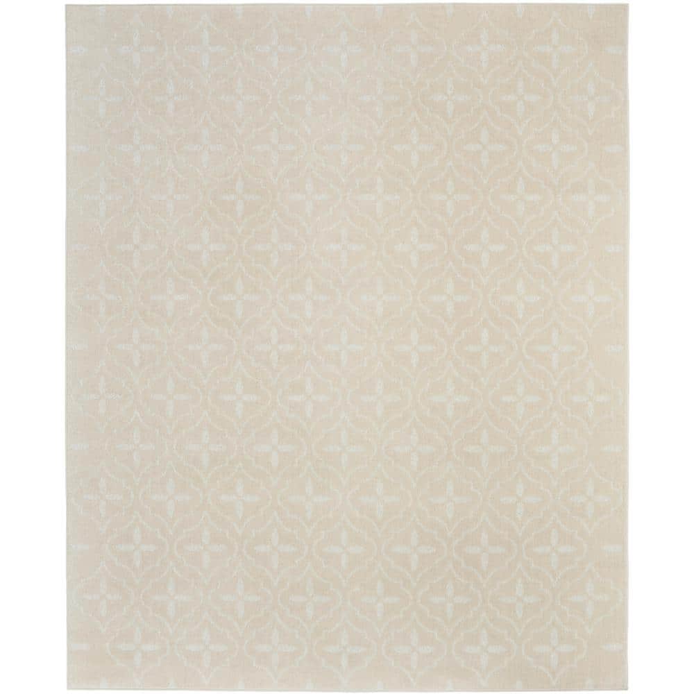 Ivory Beige 6' x 9' Synthetic Moroccan Trellis Area Rug