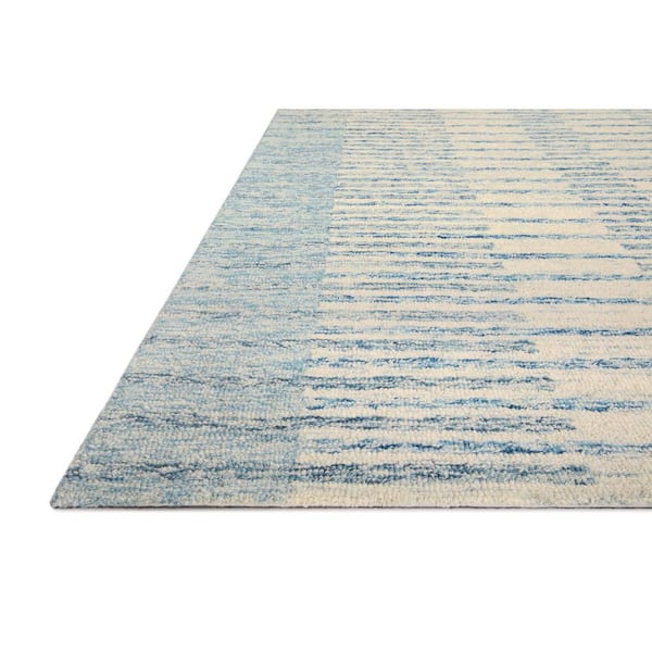 Chris Loves Julia x Loloi Chris Ivory/Denim 5 ft. x 7 ft. 6 in. Modern Hand Tufted Wool Area Rug