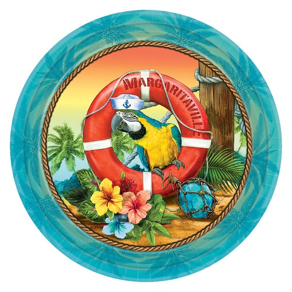 Amscan Summer 7 in. x 7 in. Multi-Color Paper Margaritaville Plates (3-Pack)