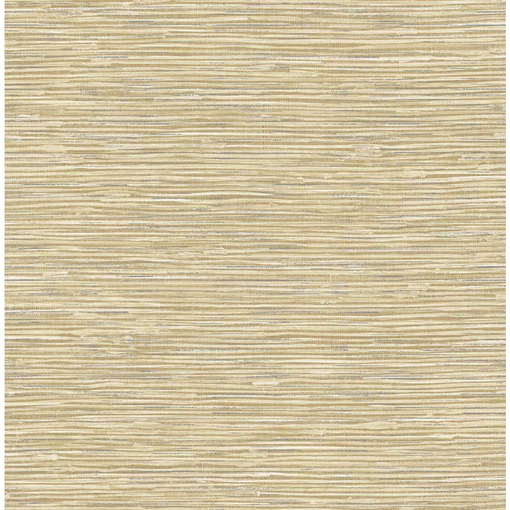 Khaki and Metallic Silver Faux Grasscloth Peel and Stick Wallpaper