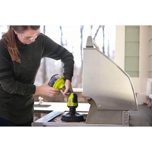 RYOBI ONE+ 18V Cordless Compact Power Scrubber Kit with 2.0 Ah Battery,  Charger, and 8 in. Soft Bristle Brush P4510K-A95SB81 - The Home Depot
