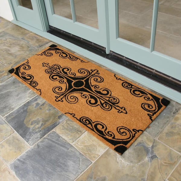 Howarmer Brown Door Mats Outdoor, Durable Rubber Welcome Mats Entryway, Patio, 29 inch17 inch, Size: 29×17