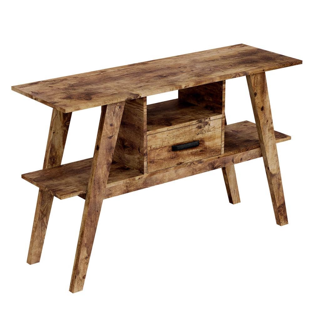 Safdie and Co. 47 in. Reclaimed Wood Rectangle Wood Console Table with-Draw