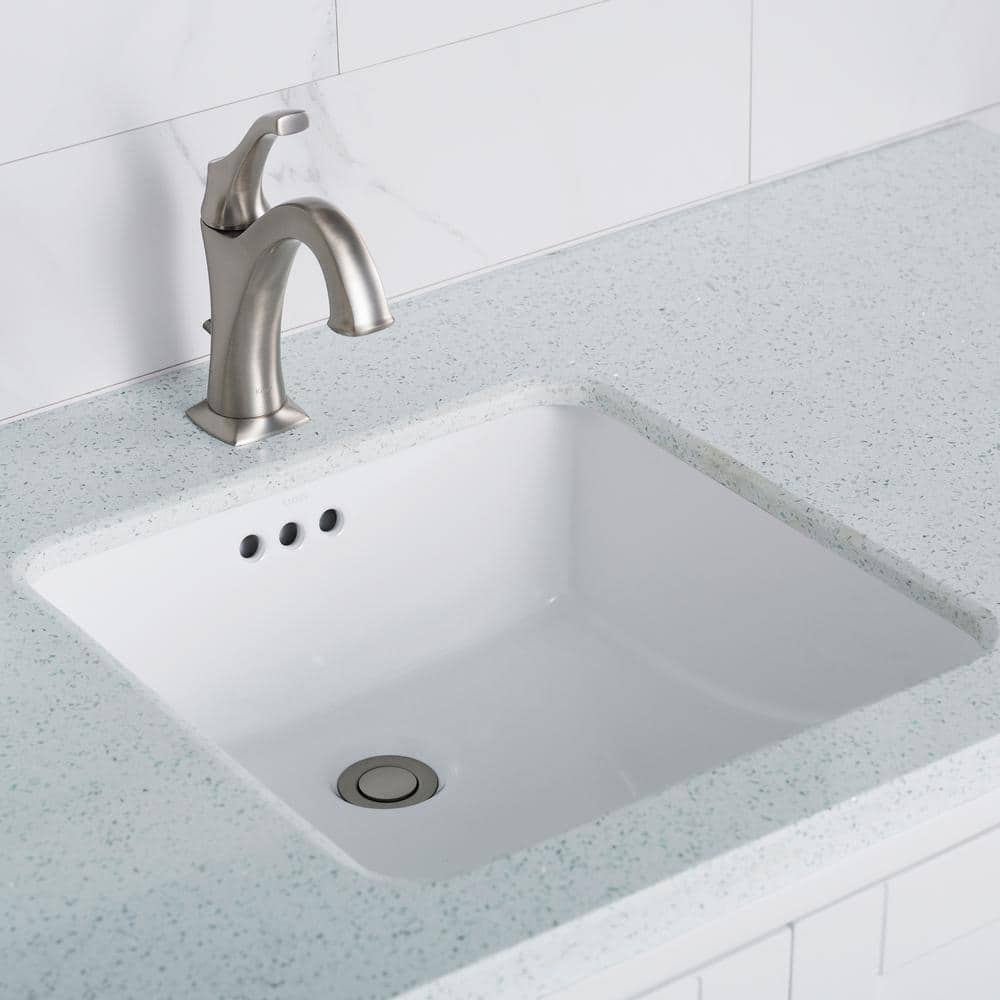Elavo 17-inch White Ceramic Square Undermount Bathroom Sink