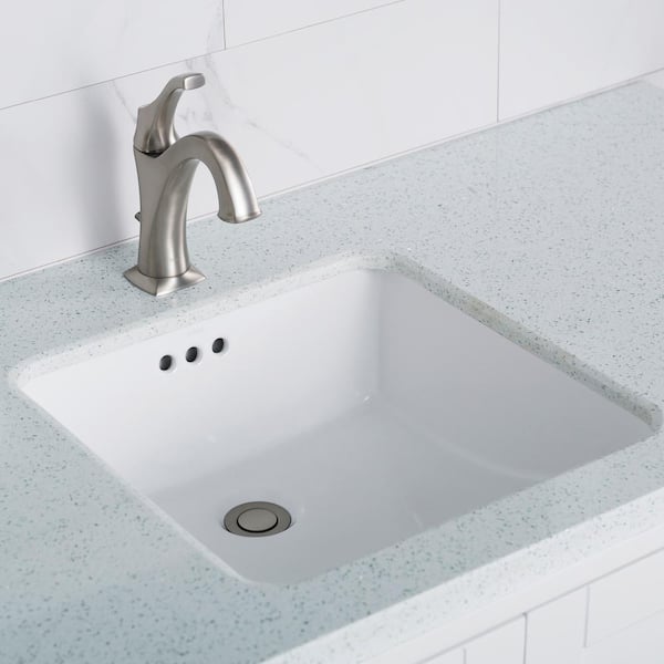 Elavo 17 in. Square Undermount Bathroom Sink in White Vitreous China with Overflow