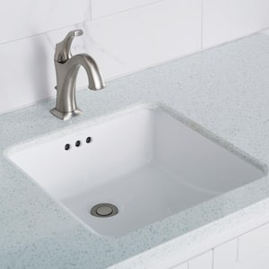 Elavo Square Ceramic Undermount Bathroom Sink in White with Overflow